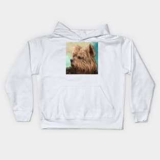 Painting of a Cute and Hairy Yorkshire Terrier Kids Hoodie